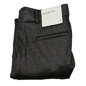 LOFT The Riviera Slim Women's Metallic Black Slim Pants